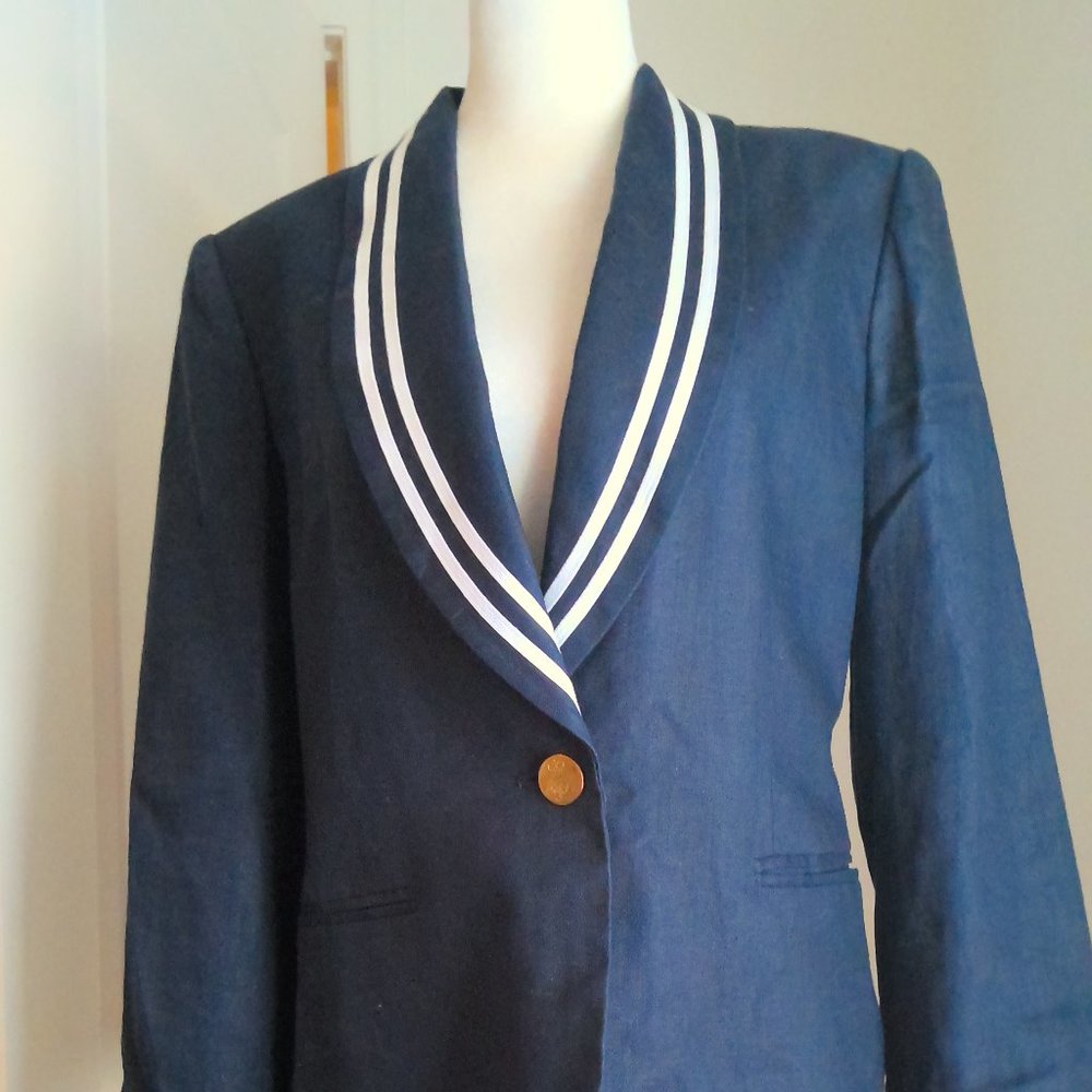 Ralph Lauren Blue Linen Women's Blazer Size 6